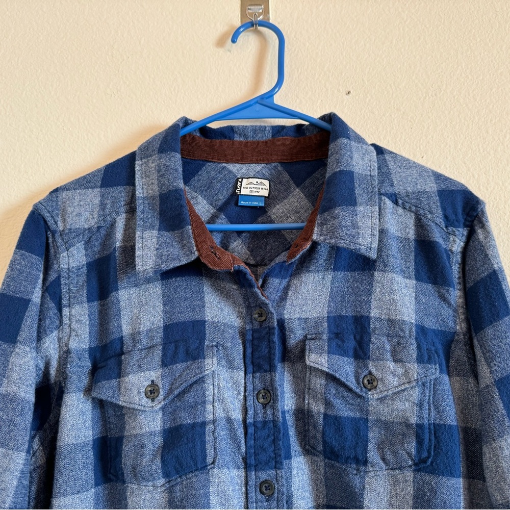 KAVU Billie Jean Shirt Long Sleeve Flannel Button Down Shirt Top Size L - Picture 3 of 13